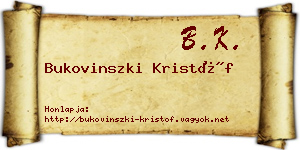 Bukovinszki Kristóf névjegykártya