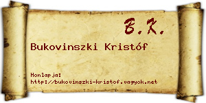 Bukovinszki Kristóf névjegykártya